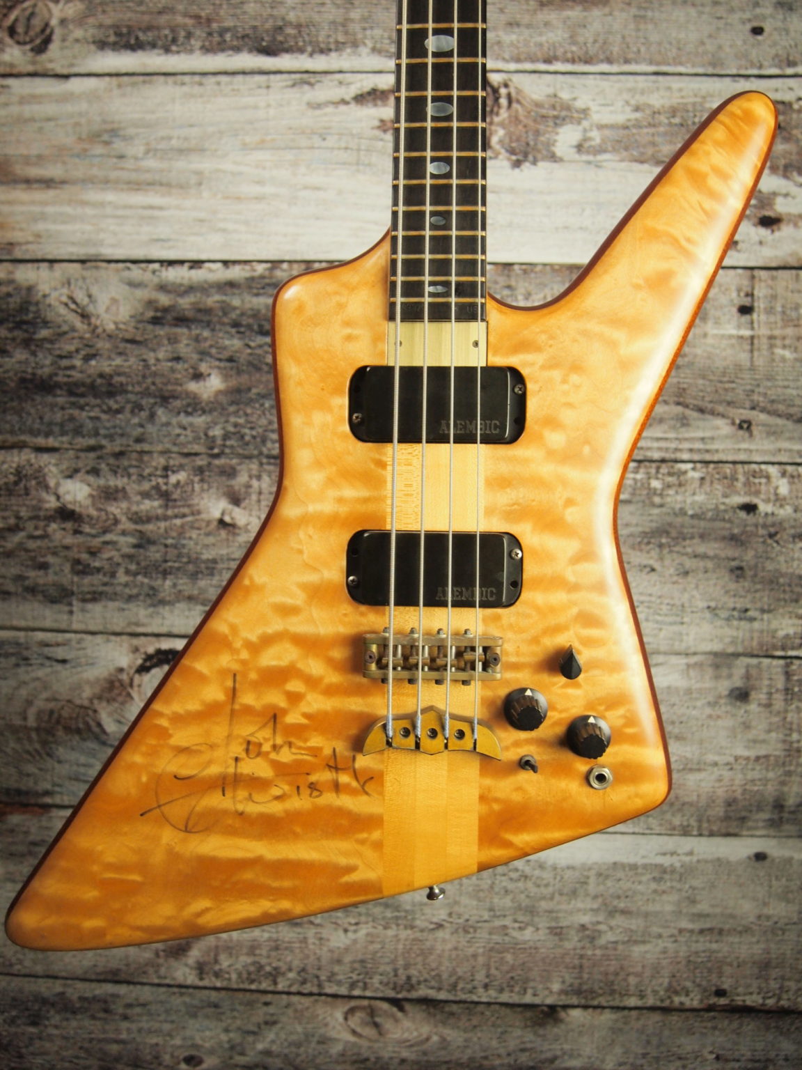 1984 Alembic Exploiter bass signed by John Entwistle